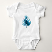 Leuke Waterverf Blauw Monstera Leaf Romper (Voorkant)