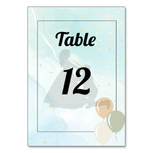 Leuke Waterverf Blauwe Bruiloft Tafel Kaart Nummer