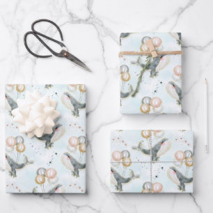 Leuke Waterverf Blauwe Walvis Oceaan Dieren Decor Inpakpapier Vel