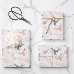 Leuke Waterverf Blush Roze Walvis Dolfijn Dier Inpakpapier Vel
