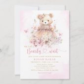Leuke Waterverf Boho Teddy Bear Meisje Baby shower Kaart (Voorkant)