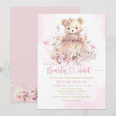 Leuke Waterverf Boho Teddy Bear Meisje Baby shower Kaart (Voorkant / Achterkant)