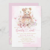 Leuke Waterverf Boho Teddy Bear Meisje Baby shower Kaart (Voorkant / Achterkant)