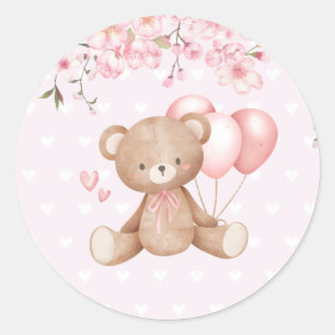 Leuke Waterverf Boho Teddy Bear Meisje Baby shower Ronde Sticker