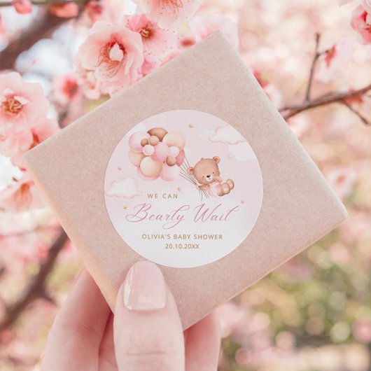 Leuke Waterverf Boho Teddy Bear Meisje Baby shower Ronde Sticker