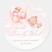 Leuke Waterverf Boho Teddy Bear Meisje Baby shower Ronde Sticker (Voorkant)