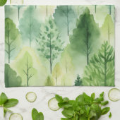 Leuke Waterverf Bos Bomen Keukenhanddoek (Gevouwen)