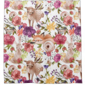 Leuke Waterverf bosdieren bloemig Douchegordijn (Voorkant)