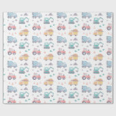 Leuke Waterverf Bouwwagens Cadeaupapier (Vlak)