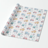 Leuke Waterverf Bouwwagens Cadeaupapier (Uitgerold)