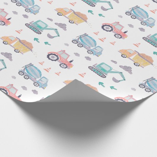 Leuke Waterverf Bouwwagens Cadeaupapier (Hoek)
