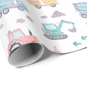 Leuke Waterverf Bouwwagens Cadeaupapier (Rol Hoek)