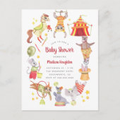 Leuke Waterverf Carnaval Circus Dier Baby shower Uitnodiging Briefkaart (Voorkant)