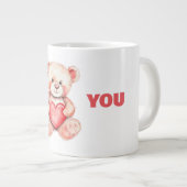 Leuke waterverf cartoon beer met rood hart grote koffiekop (Voorkant rechts)