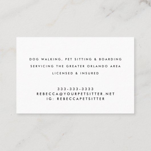 Leuke Waterverf Cat Dog Bunny Pet Sitter Walker Visitekaartje (Achterkant)