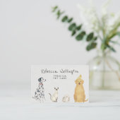 Leuke Waterverf Cat Dog Bunny Pet Sitter Walker Visitekaartje (Staand voorkant)