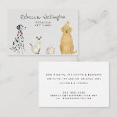 Leuke Waterverf Cat Dog Bunny Pet Sitter Walker Visitekaartje (Voorkant / Achterkant)