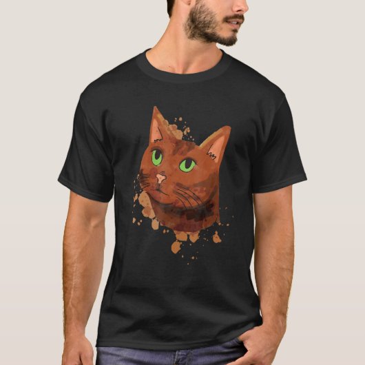 Leuke Waterverf Cat Voor Bruine Kat Kleurrijke Pop T-shirt (Voorkant)
