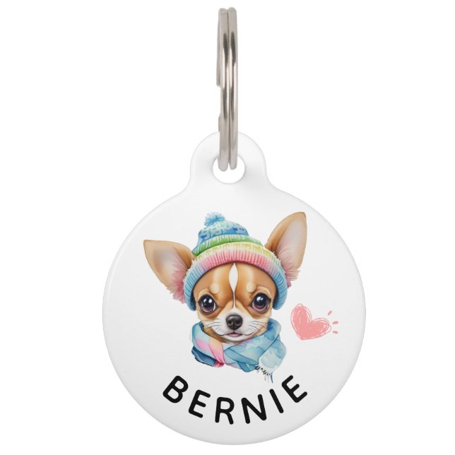 Leuke Waterverf Chihuahua Dog, Naam, Telefoon, Quo Huisdierpenning (Voorkant)