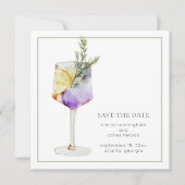 Leuke Waterverf Cocktail bruiloft Save The Date (Voorkant)