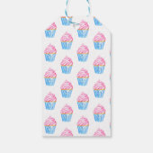 Leuke waterverf cupcake roze icing verjaardag cadeaulabel (Achterkant)
