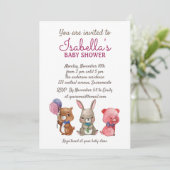 Leuke Waterverf Dieren Baby shower Kaart (Staand voorkant)