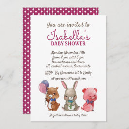 Leuke Waterverf Dieren Baby shower Kaart