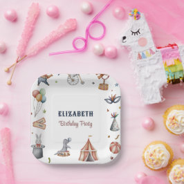 Leuke Waterverf Dieren Parade Kids Verjaardagsfees Papieren Bordje