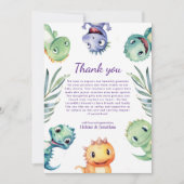 Leuke Waterverf Dinosaurus Baby shower Bedankkaart (Voorkant)