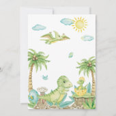 Leuke Waterverf Dinosaurus Baby shower Kaart (Achterkant)