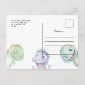 Leuke Waterverf Dinosaurus Baby shower Uitnodiging Briefkaart (Achterkant)