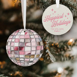 Leuke Waterverf Disco Ball Ornament Familienaam<br><div class="desc">Deck je boom met een beetje moderne flair! Dit Fun Modern Pink Waterverf Disco Ball Ornament is aanpasbaar met uw familienaam,  waardoor het een speelse en stijlvolle manier is om dit seizoen de "Happiest Feestdagen" te vieren. Perfect voor het toevoegen van een persoonlijke touch aan uw feestelijke decor!</div>