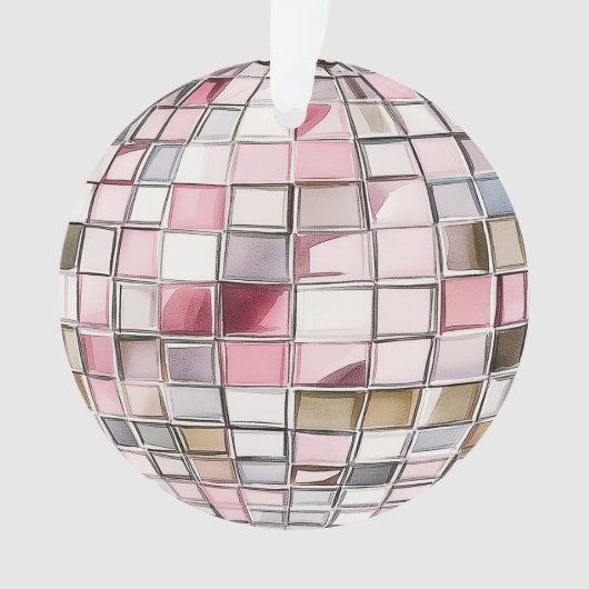 Leuke Waterverf Disco Ball Ornament Familienaam (voorkant)