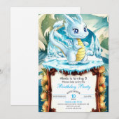 Leuke Waterverf Dragon Birthday Kaart (Voorkant / Achterkant)