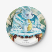 Leuke Waterverf Dragon Birthday Papieren Bordje (Voorkant)