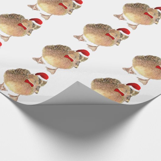 Leuke Waterverf Eend in Kerst Rood Pet & Stropdas Cadeaupapier (Hoek)
