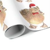 Leuke Waterverf Eend in Kerst Rood Pet & Stropdas Cadeaupapier (Rol Hoek)