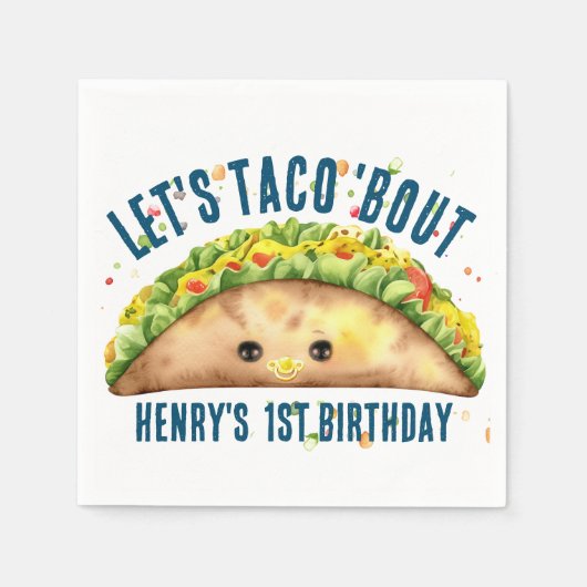 Leuke Waterverf Fiesta Lets TACO over 1e Verjaarda Servet (Voorkant)