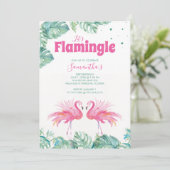 Leuke Waterverf Flamingo Verjaardagsfeestje Kaart (Staand voorkant)