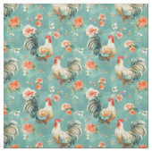 Leuke Waterverf Floral Chickens Stof (Swatch)