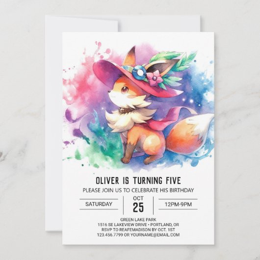 Leuke Waterverf Fox Verjaardag Kaart (Voorkant)