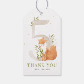 Leuke Waterverf Fox Woodland Vijfde Verjaardagsfee Cadeaulabel (Achterkant)