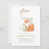 Leuke Waterverf Fox Woodland Vijfde Verjaardagsfee Kaart (Voorkant)