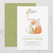 Leuke Waterverf Fox Woodland Vijfde Verjaardagsfee Kaart (Voorkant / Achterkant)