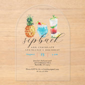 Leuke Waterverf Fruitcocktails Verjaardagsfeestje Acryl Uitnodigingen (Voorkant)