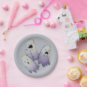 Leuke Waterverf Geesten op Grijs Papieren Bordje (Feest)