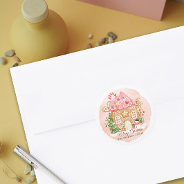 Leuke Waterverf Gingerbread House Kerst Ronde Sticker