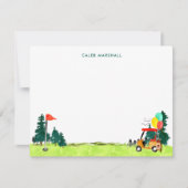 Leuke Waterverf Golfsport Golfen Little Pro Notitiekaartje (Voorkant)