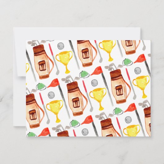 Leuke Waterverf Golfsport Golfen Little Pro Notitiekaartje (Achterkant)