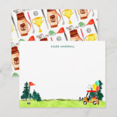 Leuke Waterverf Golfsport Golfen Little Pro Notitiekaartje (Voorkant / Achterkant)